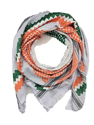 Ireland Flag Keffiyeh - White Tussles
