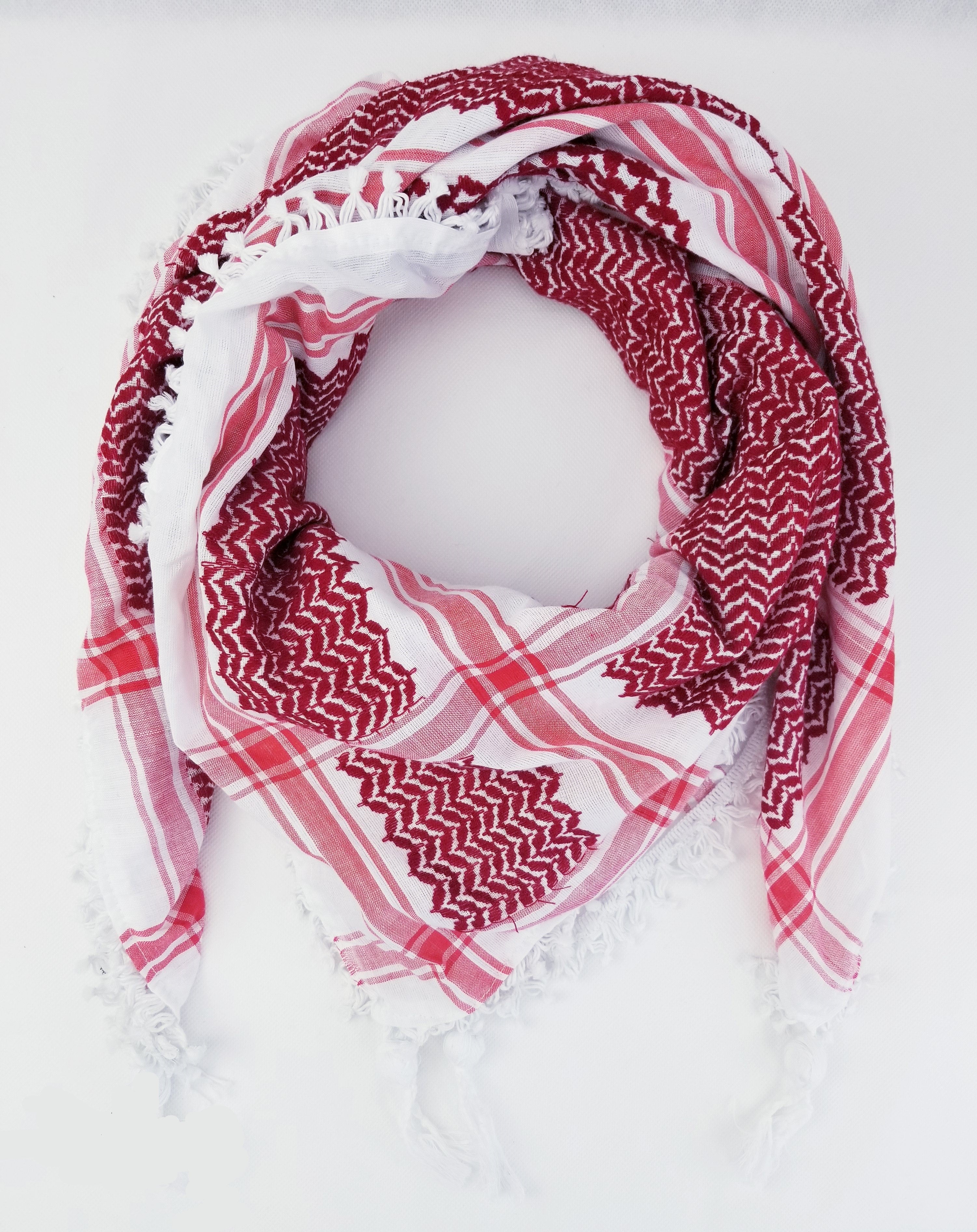 Red and White Keffiyeh Scarf - Made in Palestine