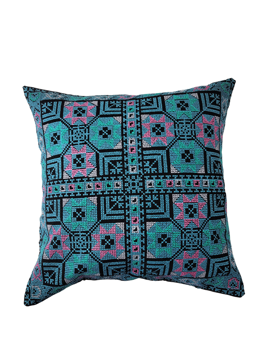 Blue Embroidered Throw Pillow Covers Set