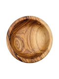 Wooden bowl with a natural finish on a white background