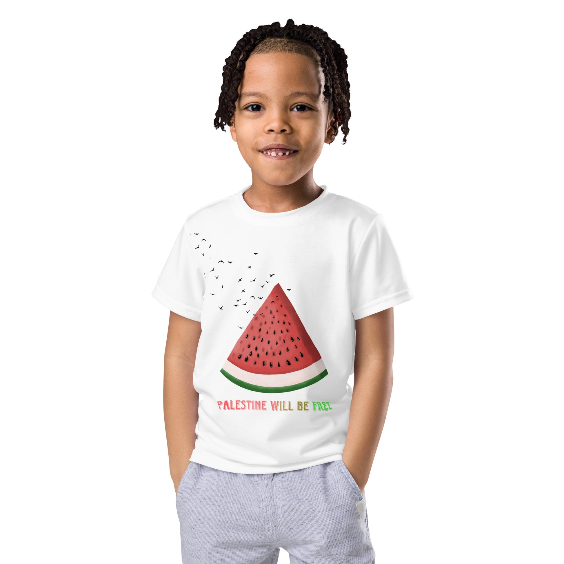 watermelon illustration crew neck t shirt for kids rajaeen