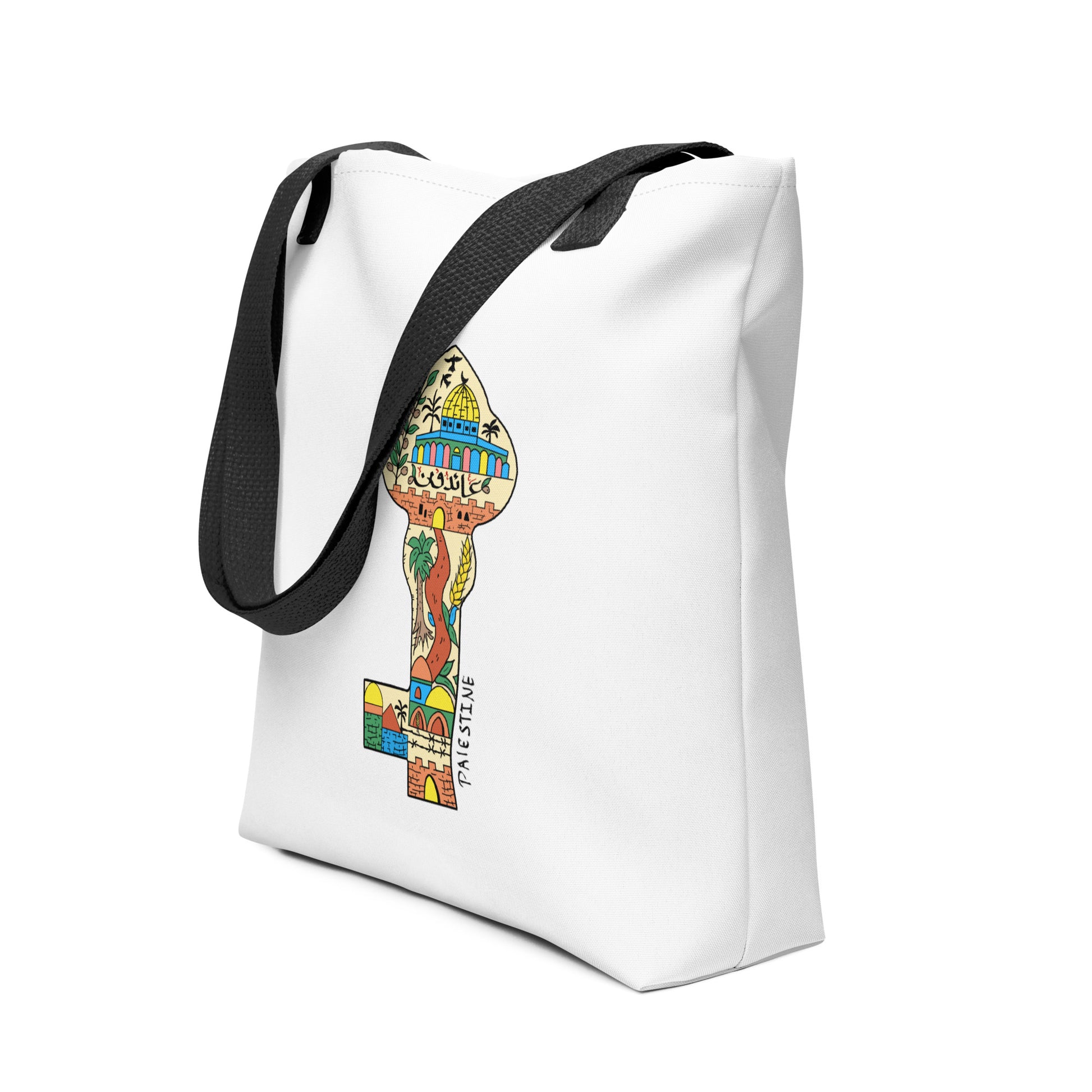 palestinian return key art tote bag rajaeen