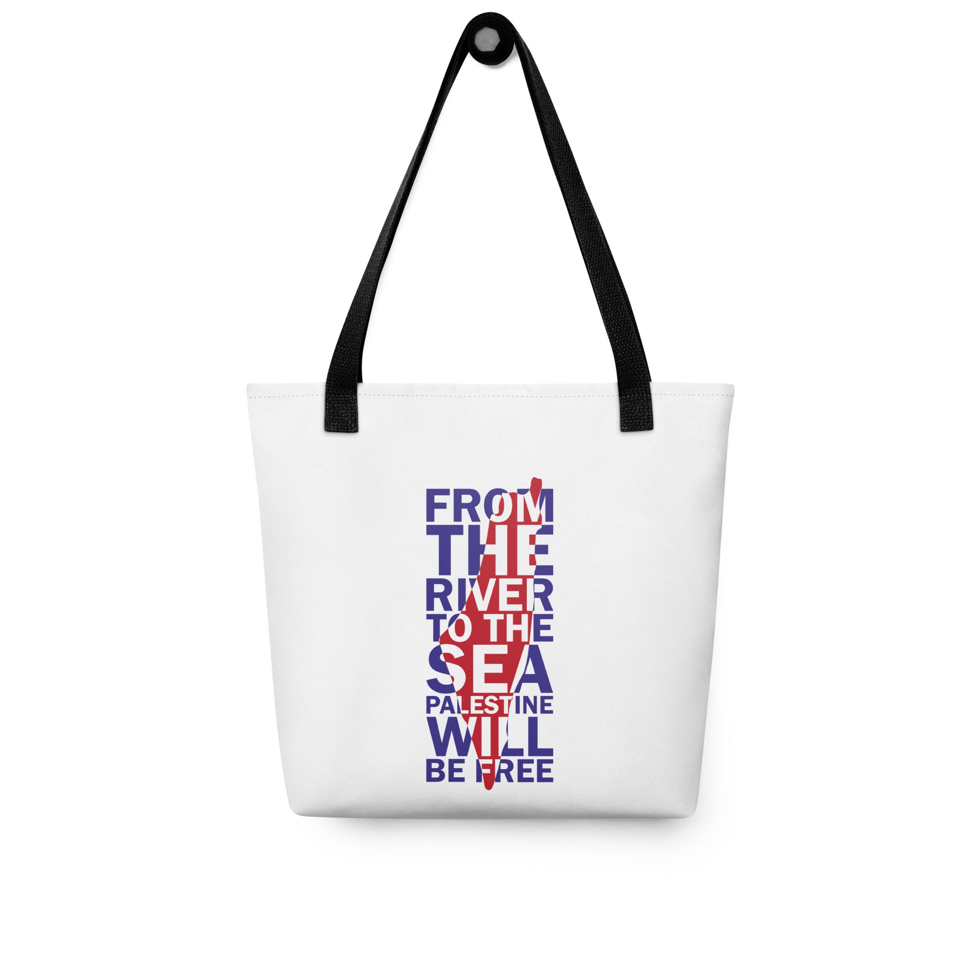 palestine map with inspiring quotes tote bag black handle rajaeen