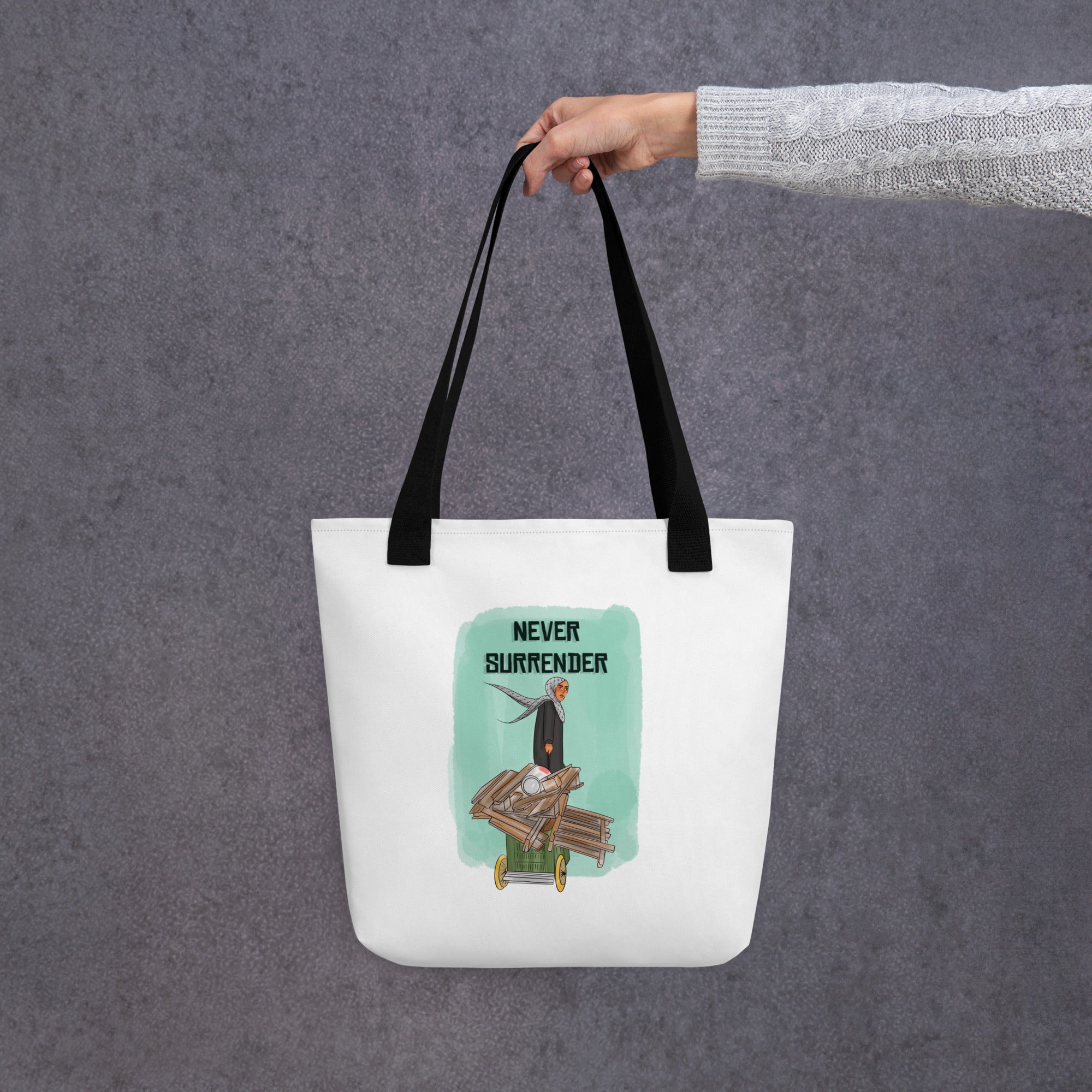 Tote bag-with a Message from a Palestinian Refugee - Designed by Palestinian Artist