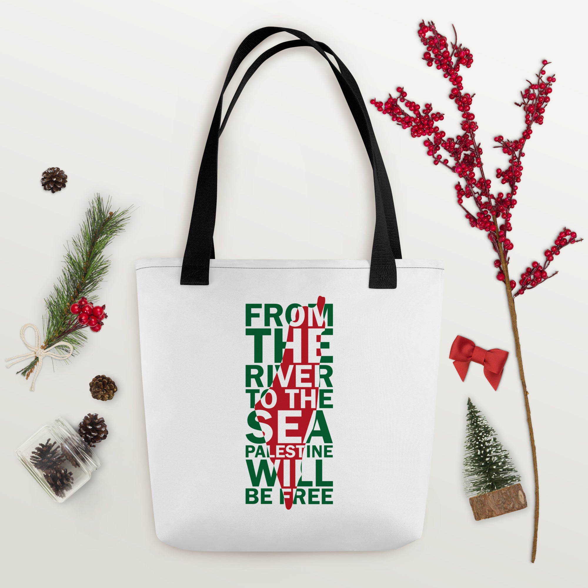 Tote bag-Palestine Map with quotes-Designed by Palestinian Artist