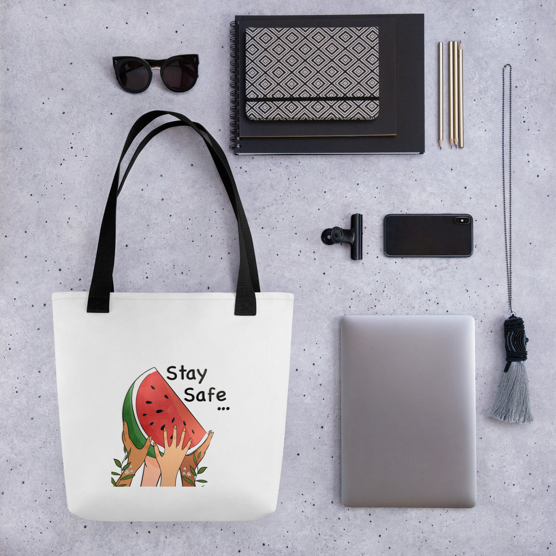 watermelon illustrated tote bag rajaeen