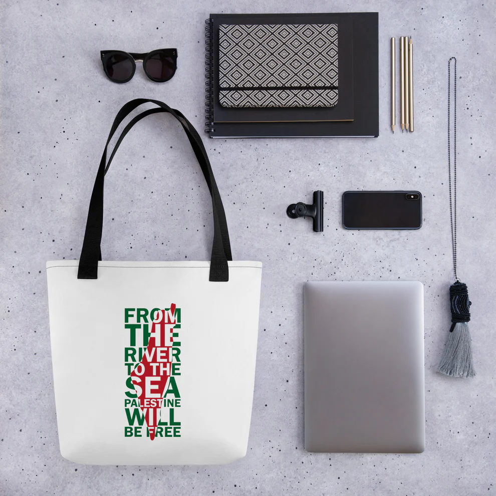 tote bag palestine map with meaningful quotes rajaeen