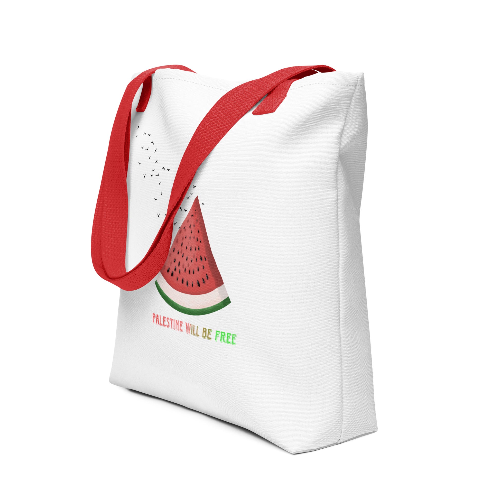 watermelon illustration tote bag red handle rajaeen