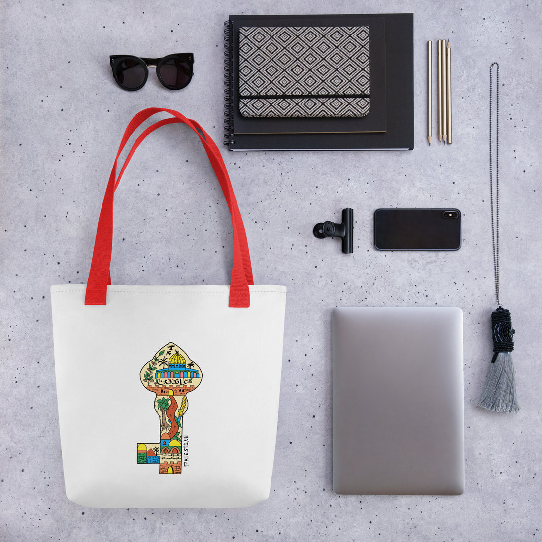 palestinian return key art tote bag rajaeen