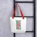 red handle tote bag palestine map with meaningful quotes rajaeen