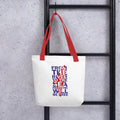 palestine map with inspiring quotes tote bag red handle rajaeen
