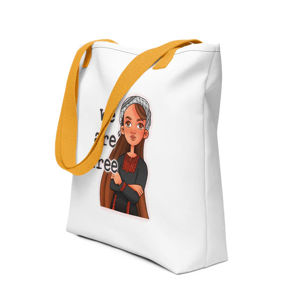 stylish and meaningful we are free tote bag yellow handel rajaeen