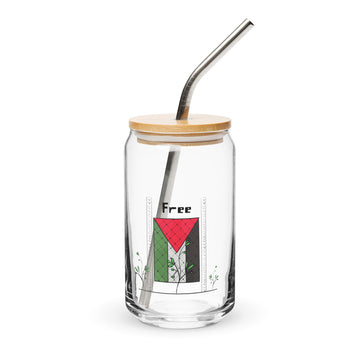 Can-shaped glass-Palestine flag art-Designed by Palestinian Artist