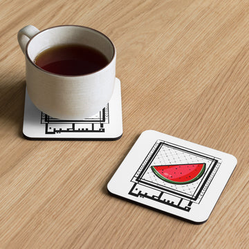 Cork-back coaster-Watermelon Illustration-Designed by Palestinian Artist