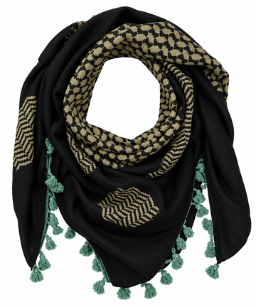 Shemagh Keffiyeh Scarf - Made in Palestine - Black and Glod
