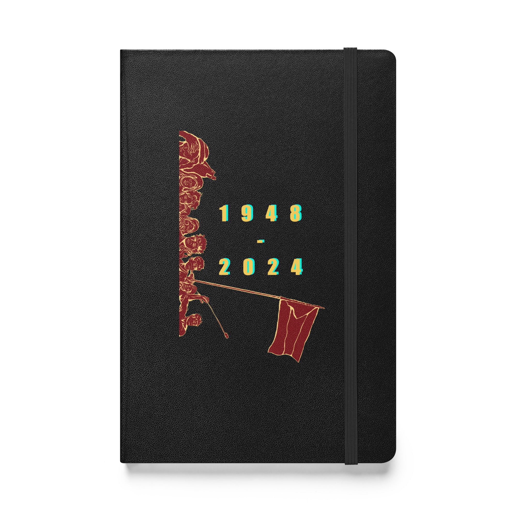 bound black color hardcover notebook with palestinian artwork rajaeen