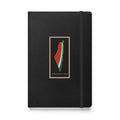 black hardcover bound notebook with palestine map and watermelon art rajaeen