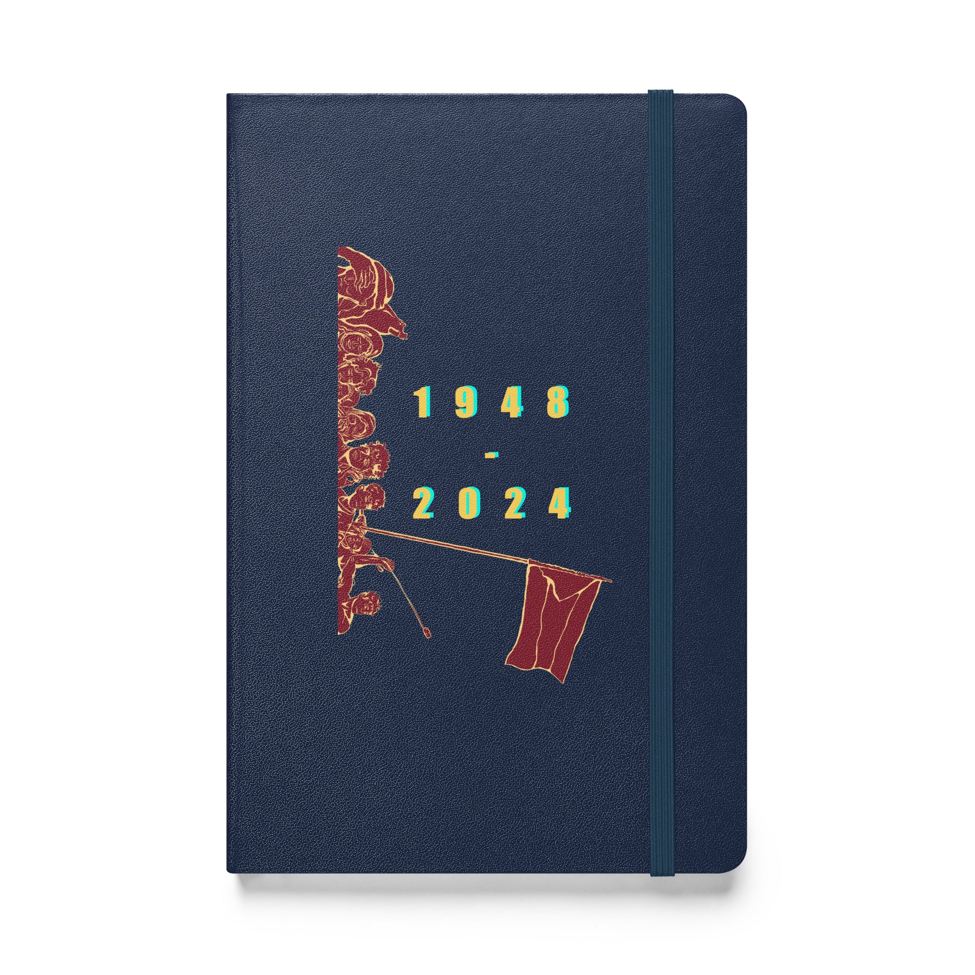 bound navy color hardcover notebook with palestinian artwork rajaeen