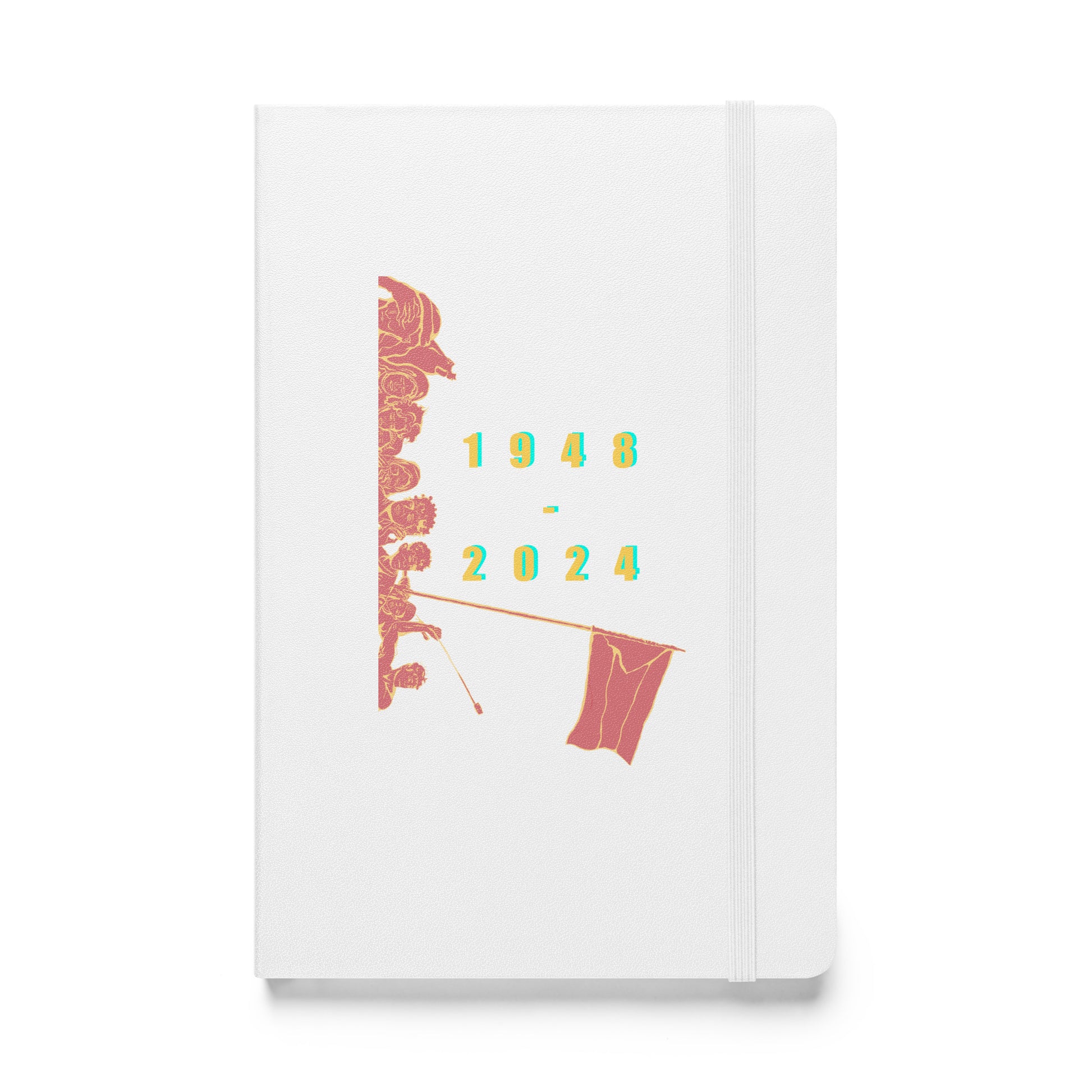 bound white color hardcover notebook with palestinian artwork rajaeen