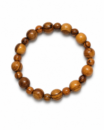 Olive Wood Bead Bracelet — Handmade in Bethlehem | Stretch Fit