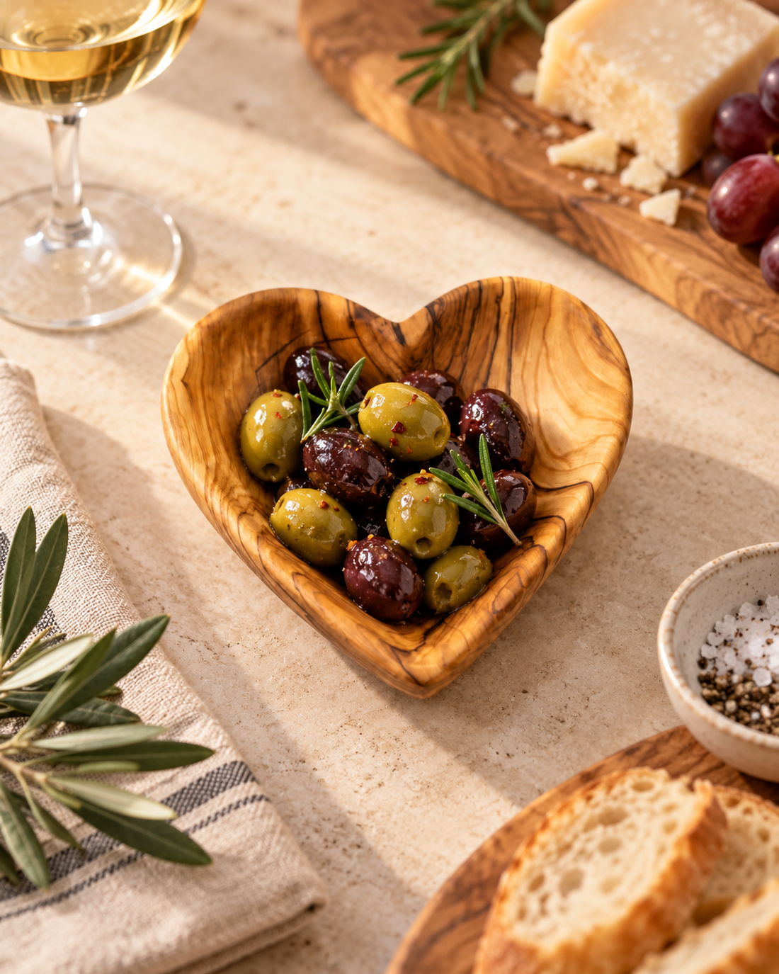 Olive Wood Heart Bowl — Hand-Carved in Bethlehem | 5"