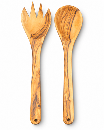 Olive Wood Cooking Spoon Set — Hand-Carved in Bethlehem | 9.5" & 12.2"