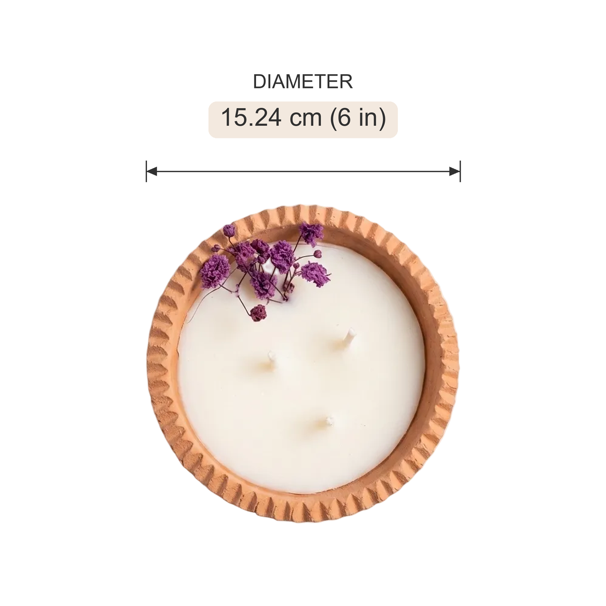 Candle in Pottery Bowl handmade in Nablus, Palestine — diameter 15.24 cm (6 in).