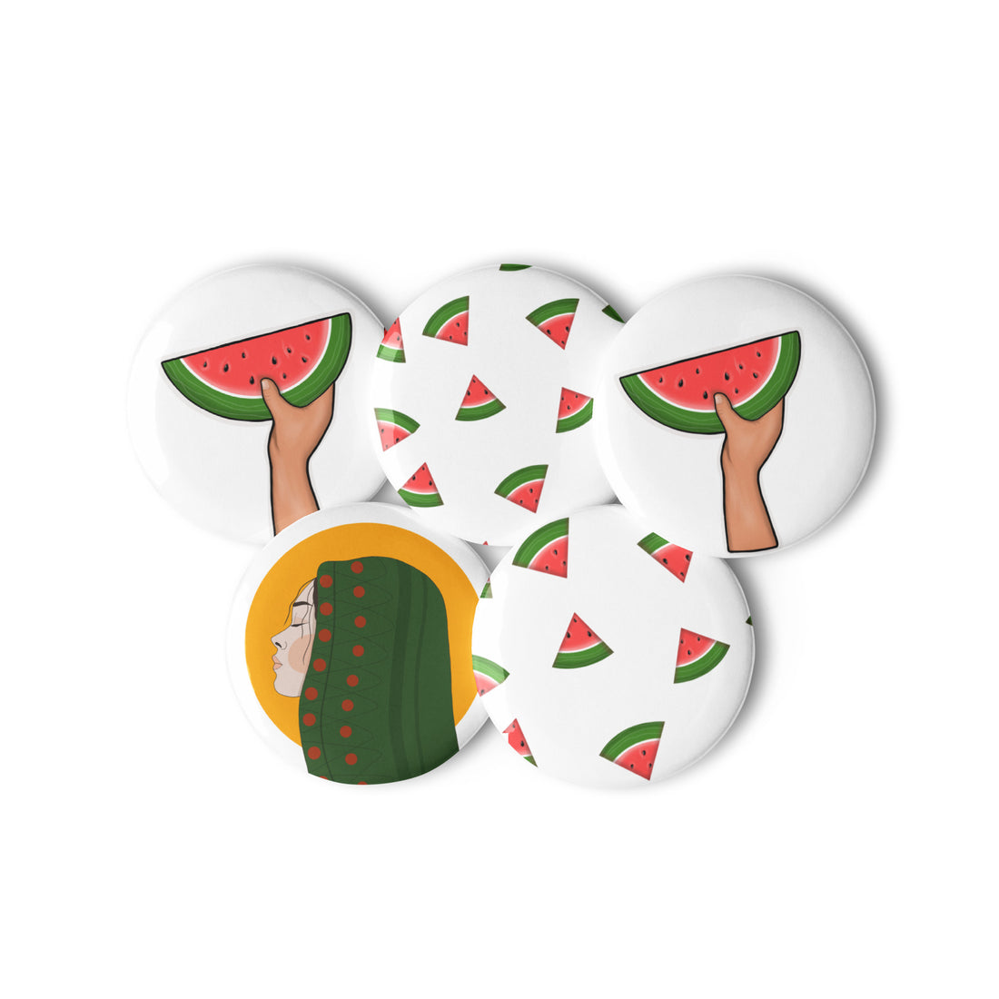 Watermelon Illustration Set of Pin Buttons