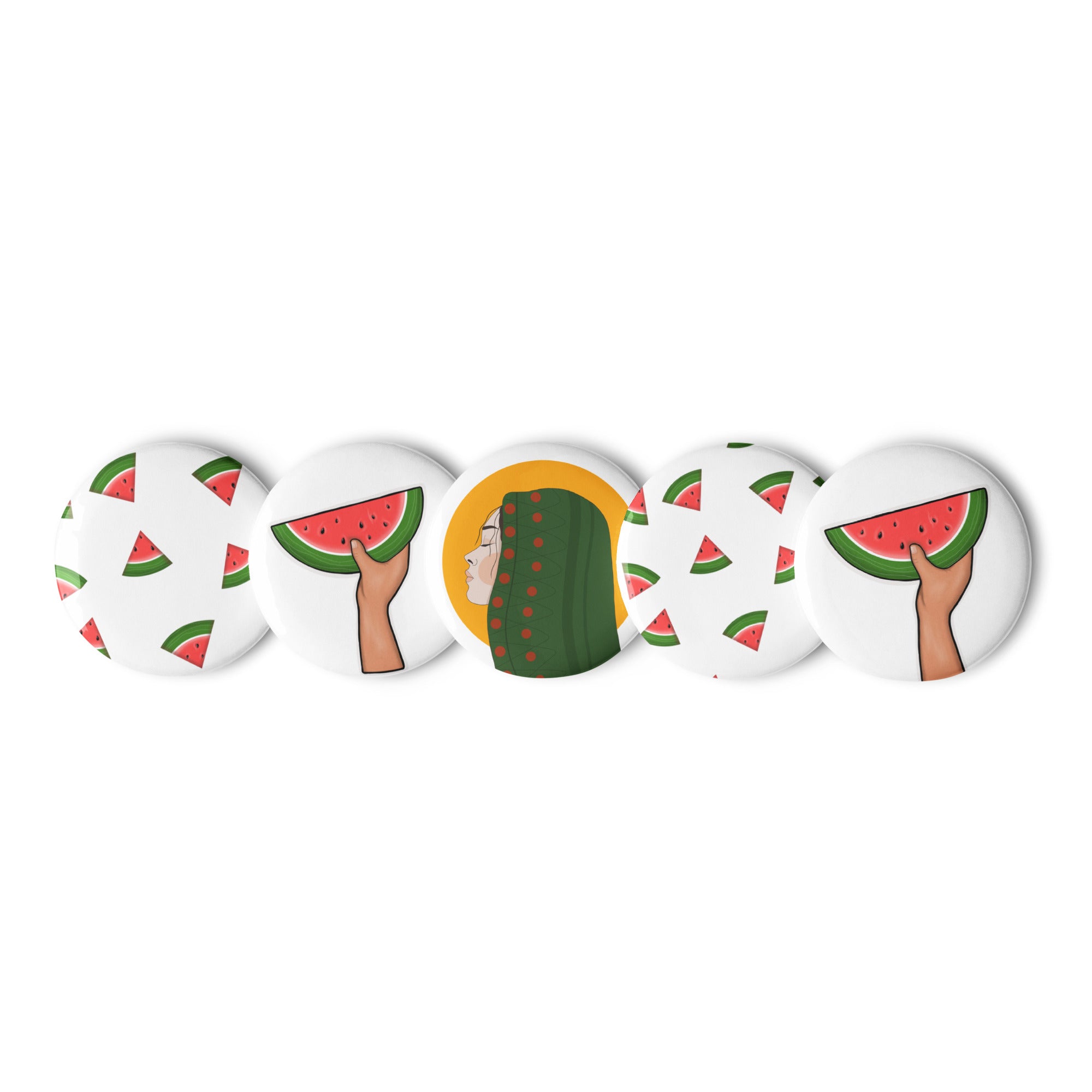 Set of pin buttons-Watermelon Illustration - Designed by Palestinian Artist