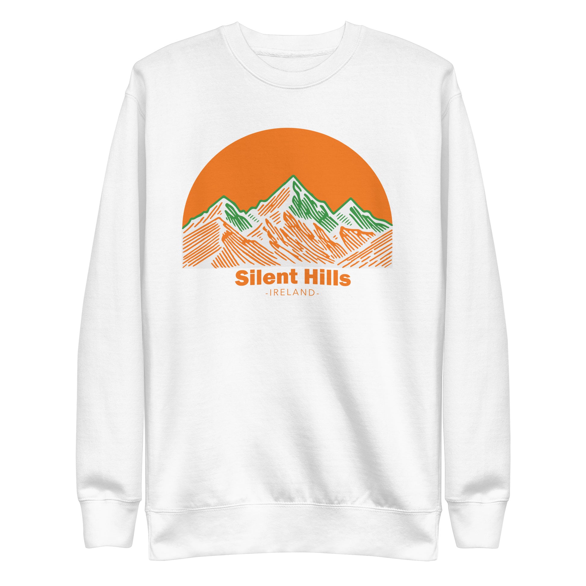 silent hills ireland illustration white color unisex premium sweatshirt rajaeen