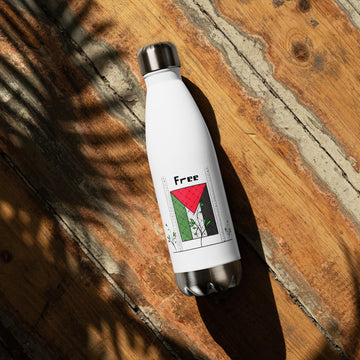 Stainless steel water bottle-Palestine flag art-Designed by Palestinian Artist