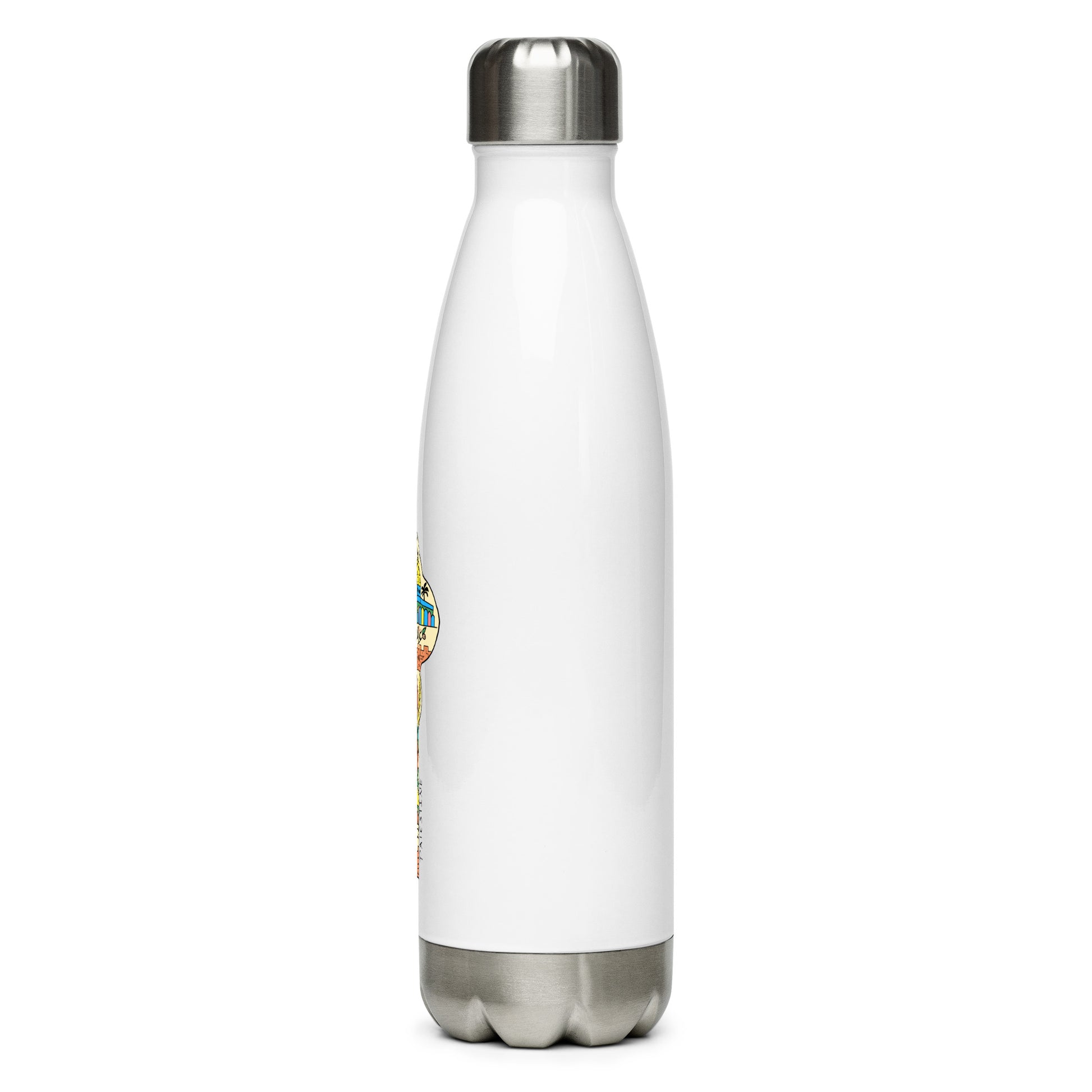 stainless water bottle white with palestinian return key design rajaeen