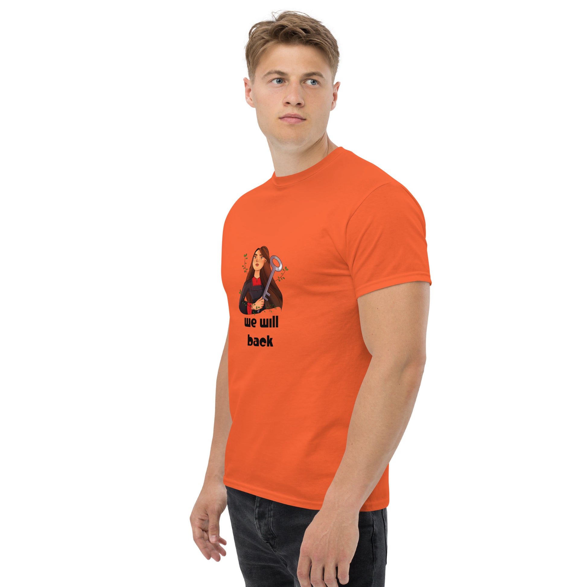 orange color unisex classic t shirt rajaeen