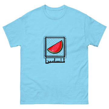 unisex classic tee with watermelon palestine design rajaeen