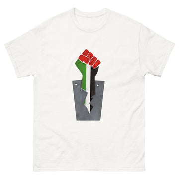 Unisex classic tee-Fist With Palestinian Flag Colors- Designed by Palestinian Artist