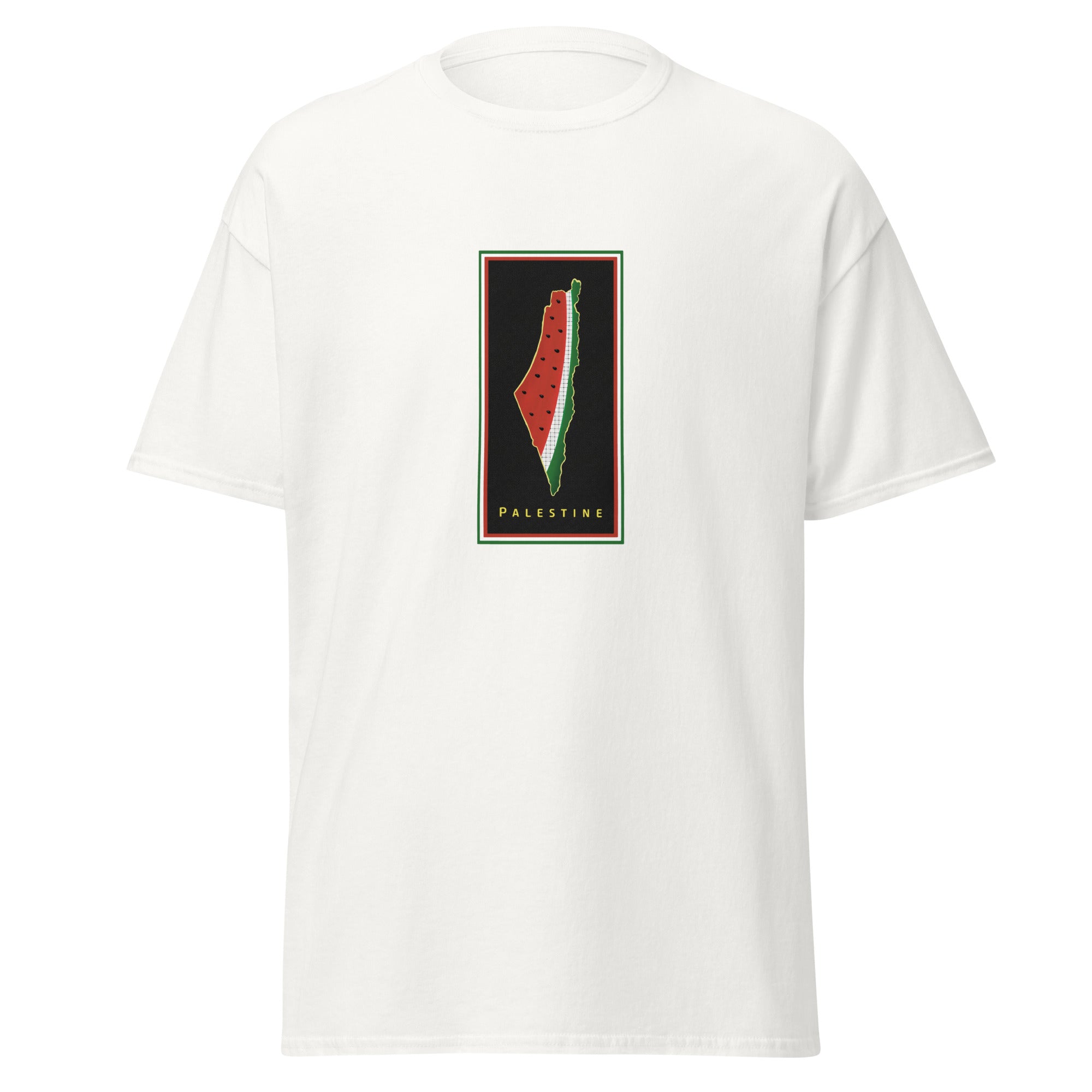 Unisex classic tee-Palestine Map with Watermelon- Designed by Palestinian Artist