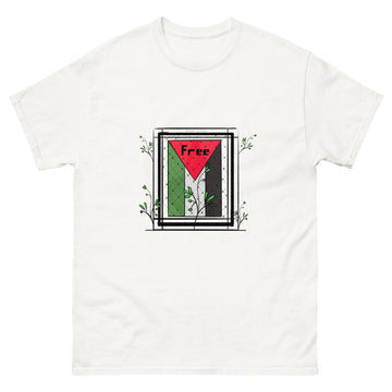 palestine flag art unisex classic tee white color rajaeen