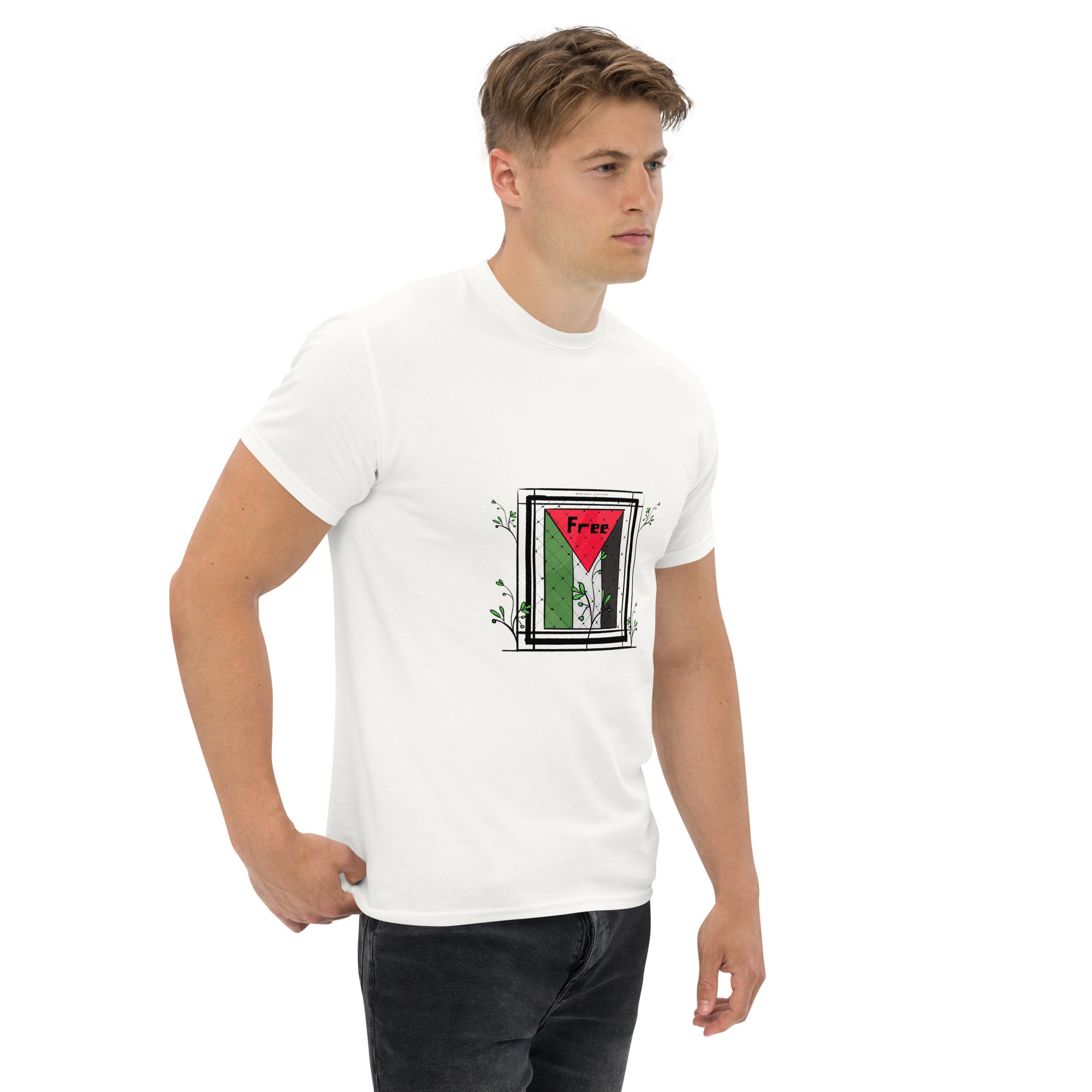 Unisex classic tee-Palestine flag art-Designed by Palestinian Artist