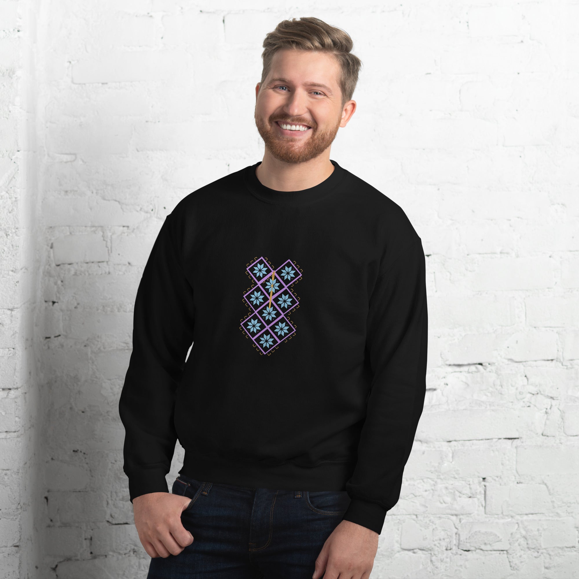 Unisex Sweatshirt-embroidery Palestine pattern illustrator-Designed by Palestinian Artist