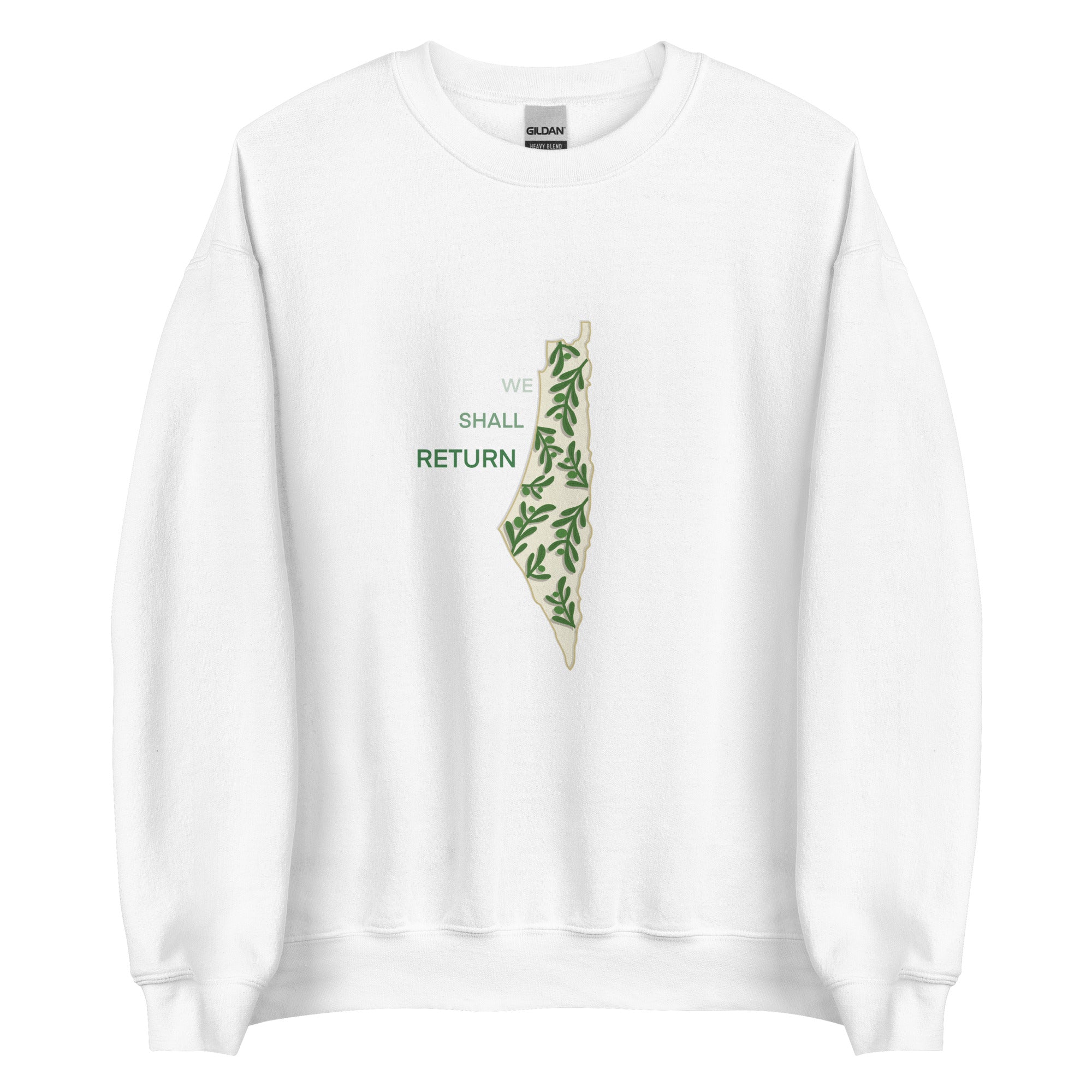 Unisex Sweatshirt-Palestine Map with Olive branch-Designed by Palestinian Artist