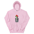 fist with palestine flag colors design unisex hoodie light pink color rajaeen