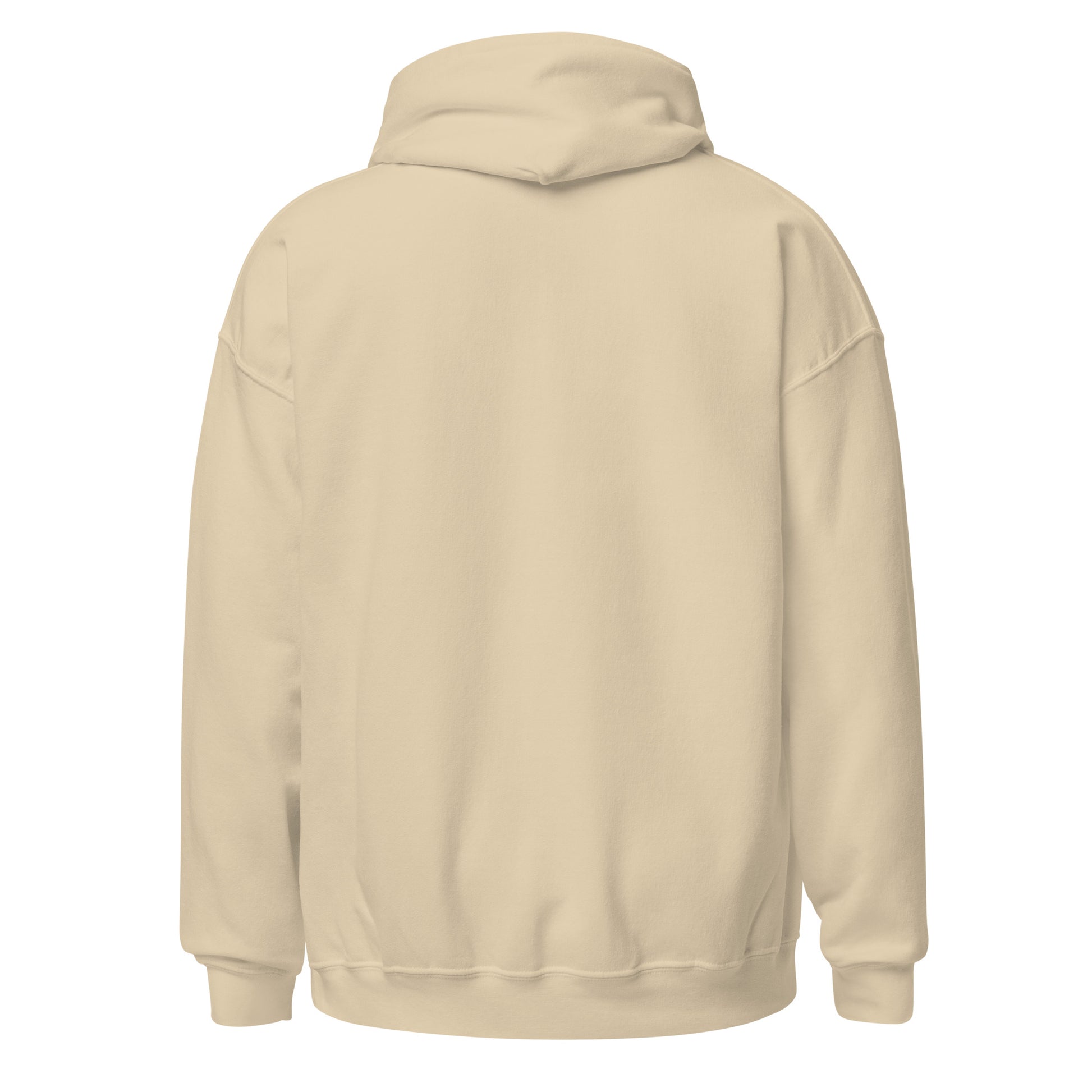 sand color unisex premium hoodie back side view rajaeen