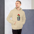 fist with palestine flag colors design unisex hoodie sand color rajaeen