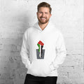 fist with palestine flag colors design unisex hoodie white color rajaeen