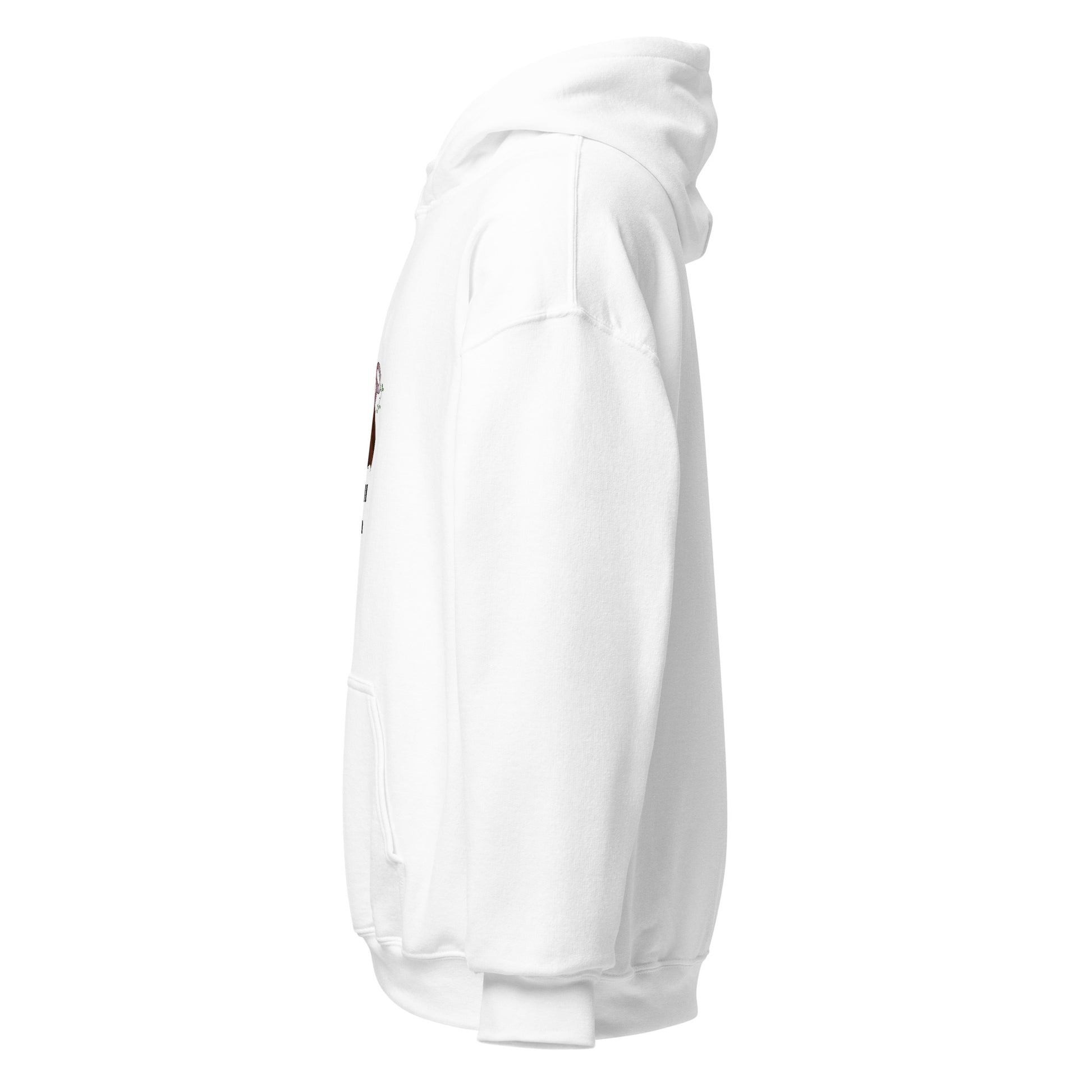 white color unisex premium hoodie left side view rajaeen