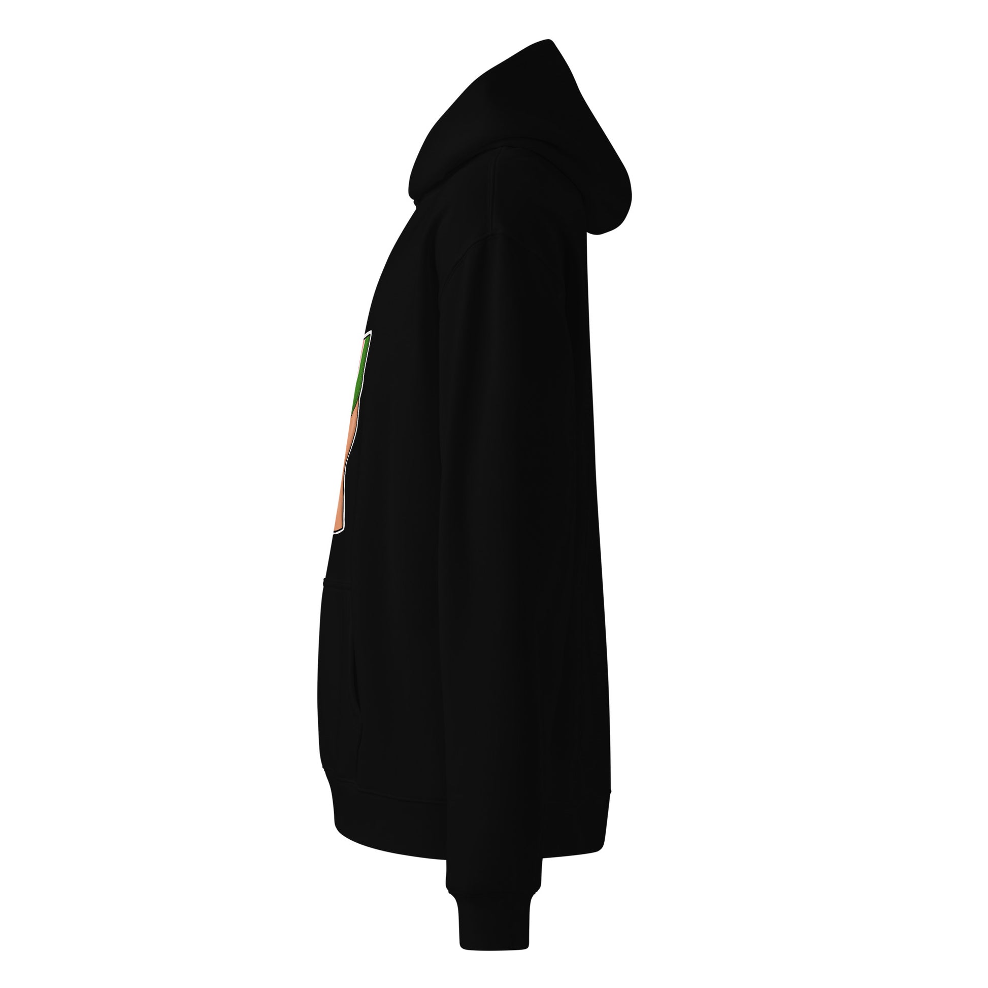 unisex oversized black color hoodie side view rajaeen