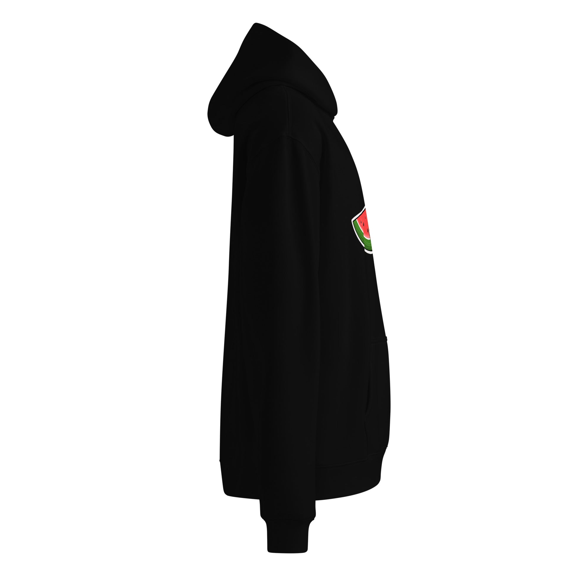 unisex oversized black color hoodie side view rajaeen