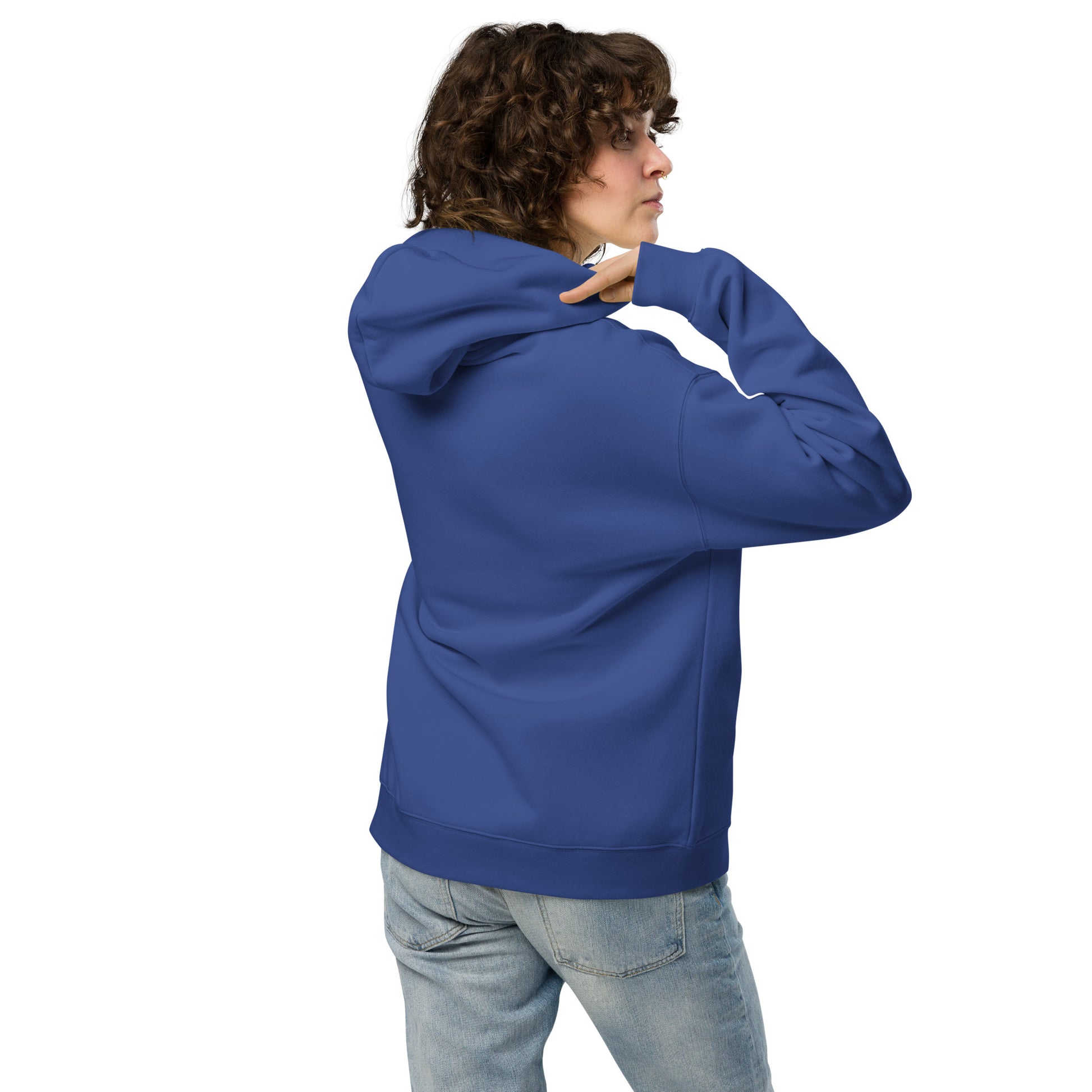 unisex oversized blue color hoodie back side rajaeen