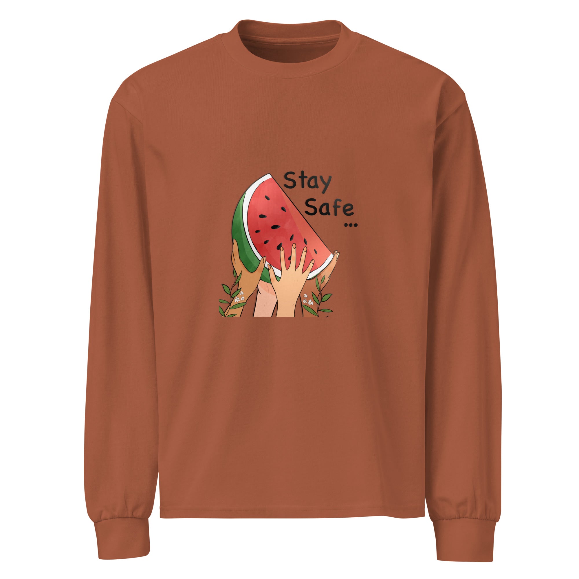 Premium heavyweight long sleeve shirt-Watermelon Illustration-Designed by Palestinian Artist