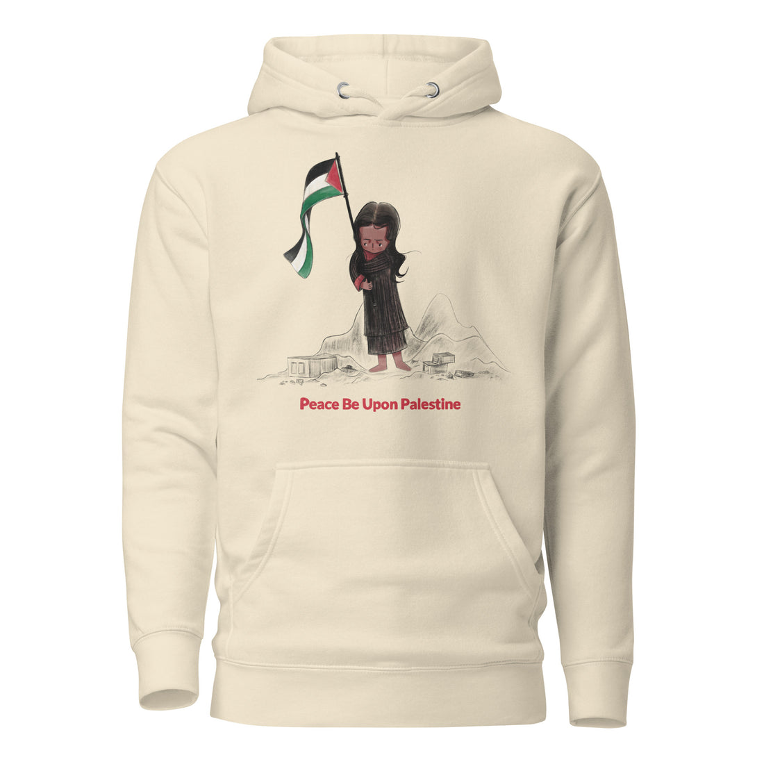 girl with palestine flag art unisex hoodie rajaeen